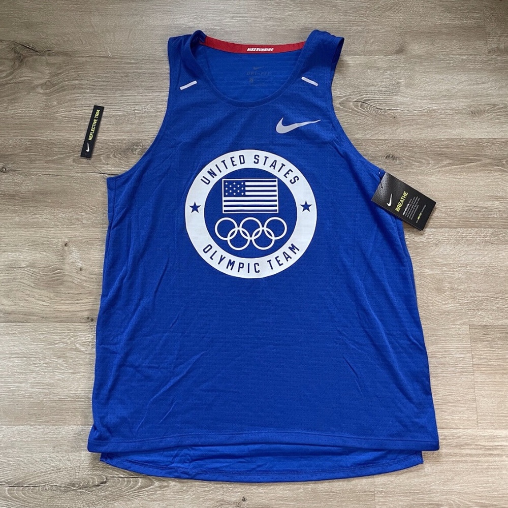 NWT men's large nike breathe drifit USA Olympic Team Running Tank Top CQ4266-455